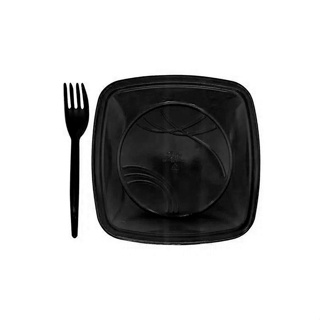 Kit Sobremesa Prato e Garfo Preto 10 Unidades - Trik Trik - Rizzo Distribuidora em Oferta na Shopee