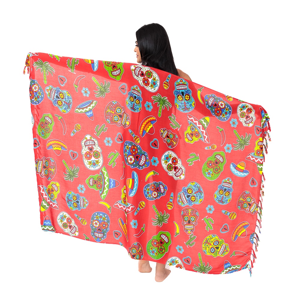 Canga De Praia Viscose Caveira Mexicana em Oferta na Shopee