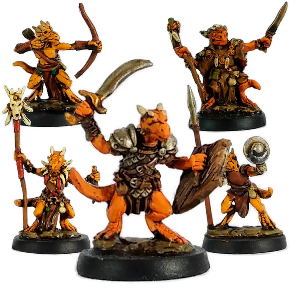 Miniatura RPG Kobolds Pintada Monstro Minions Xamã Guerreiro Lanceiro Arqueiro Metal D&D Pathfinder
