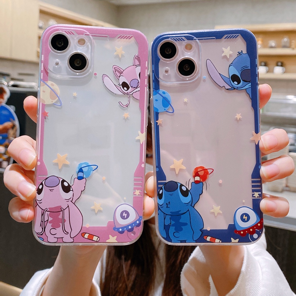 mickey minnie Ponto Lilo & Stitch Tide Marca Invólucro IPhone 14 13 12 PRO 12 mini 11 Max Xs XR 6 7 8 Plus Disney Monstro De Três Olhos De Madeira Soft TPU Câmera covre À Prova De Choque