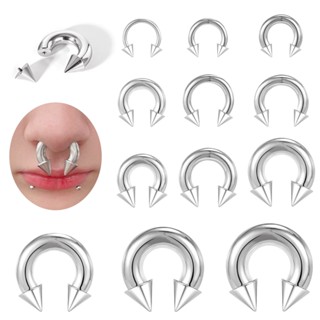 1 PC 00/0/2/4/6/8G Anel De Espigão De Ferradura Nariz De Aço Inoxidável Piercings De Septo Grandes Brincos Expansores De Orelha De Cartilagem em Oferta na Shopee