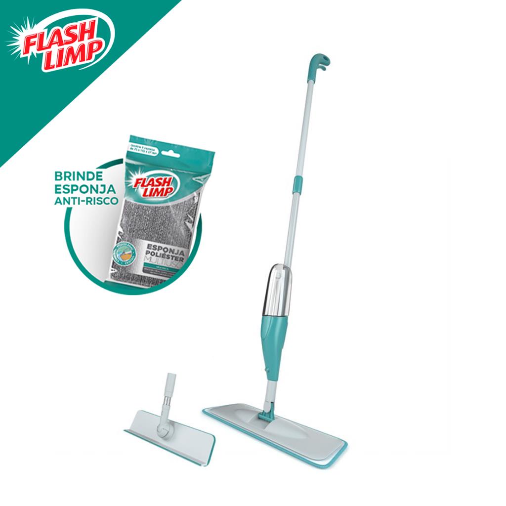 Mop Spray 2 Em 1 Vassoura Rodo Magico + Esponja Poliester Flash Limp Para Limpeza Domestica