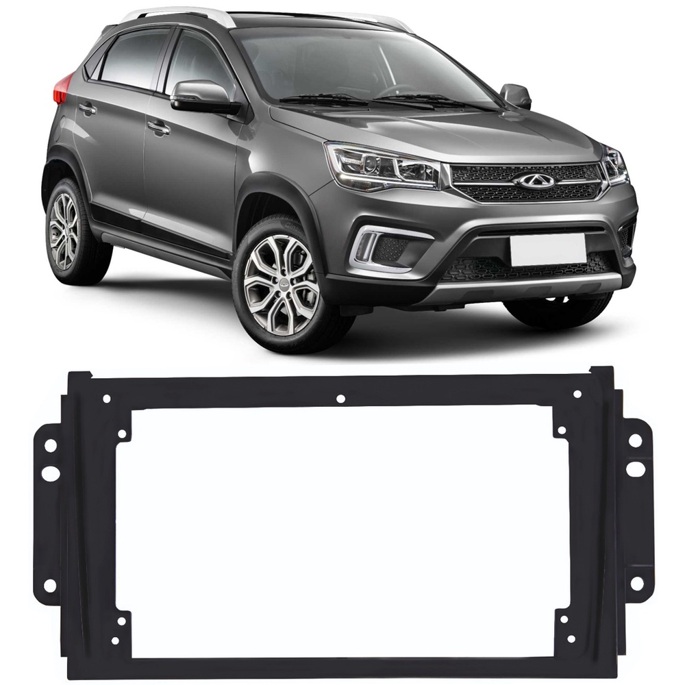 Moldura De Painel 2 Din 9" Polegadas Chery Tiggo 2 Preto