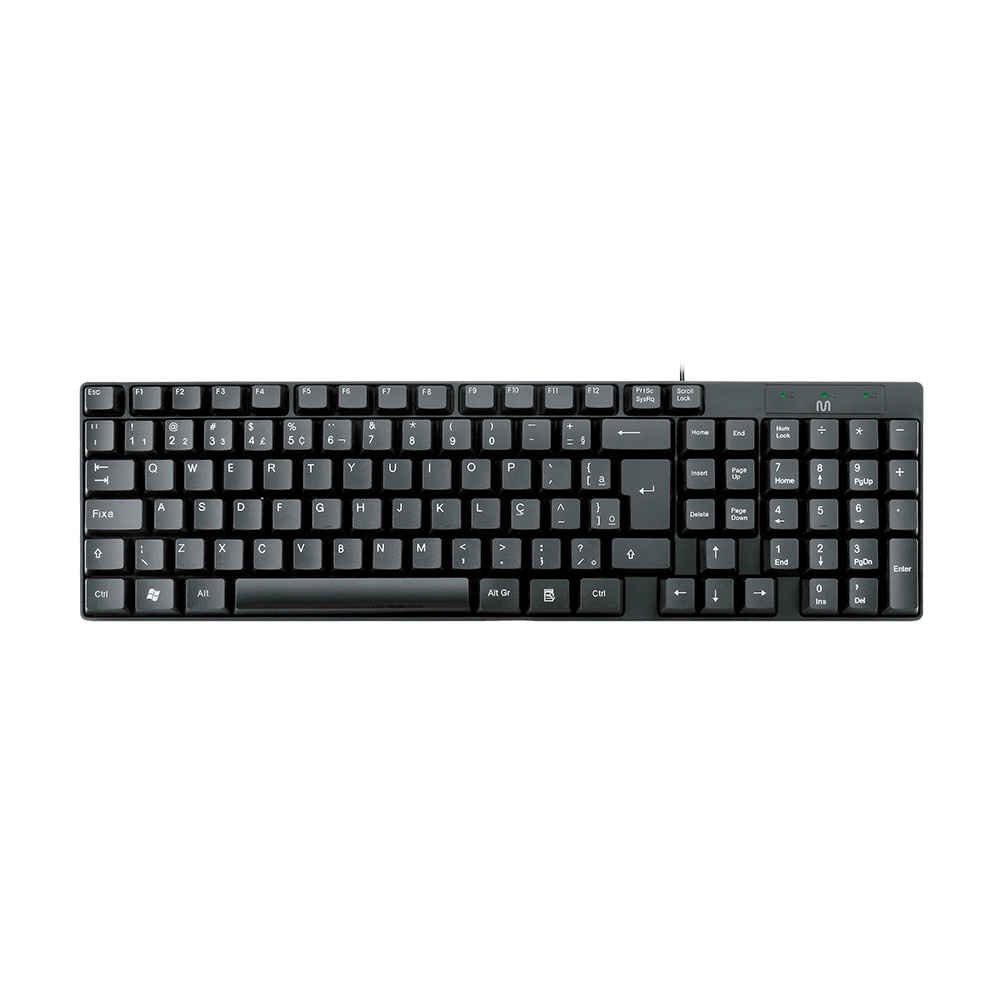 Teclado com Fio Compacto PS2 Cabo de 130cm Resistente Água Preto Multi- TC298
