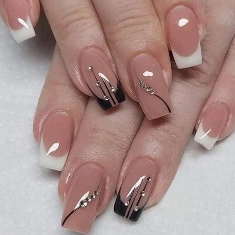 24 Pcs Ballet Rosa Pregos Falsos Com Cola Gelatinosa Prensa Francesa Destacável Em Dicas De Manicure Acrílica