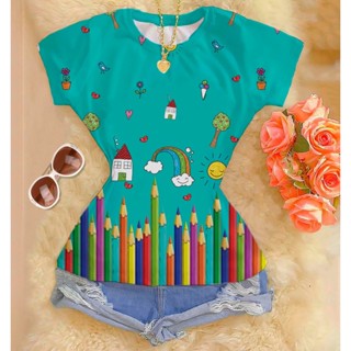 T-shirt Blusa feminina premium - Área da educação verde em Oferta na Shopee