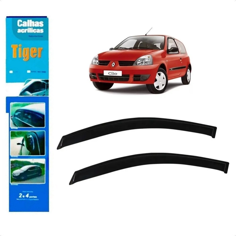 Calha De Chuva Defletor Renault Clio 2004 A 2017 2 Portas Acrilico Fume Tiger RN3746