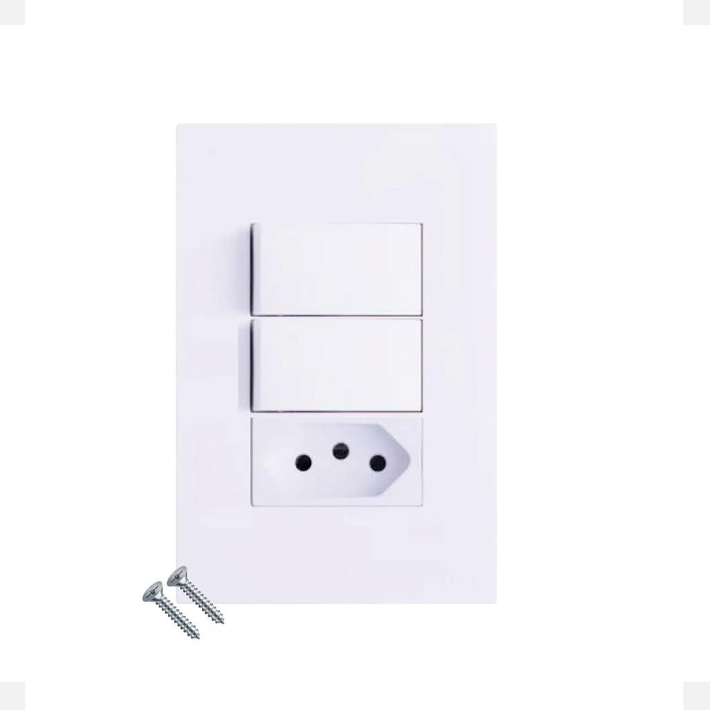 Interruptor Duplo + Tomada 10a Fosco 4x2 Satin B.lux Recta