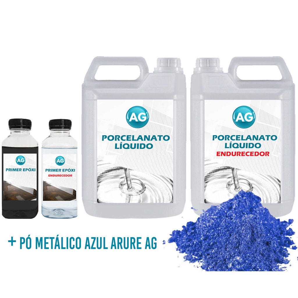 Kit Porcelanato Líquido Metálico Azul Azure AG por M²