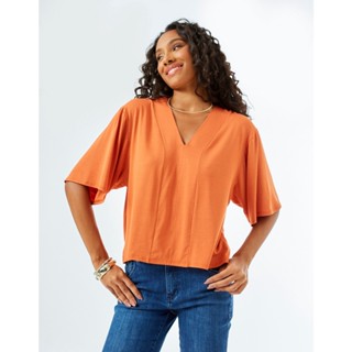 Blusa Zinzane Feminino Ampla Pala Decotes - Terra