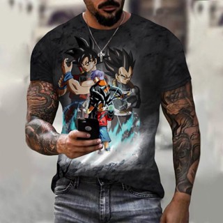 Camiseta De Rua Masculina Impressa 3D Dragon Ball Roupa Sobredimensionada