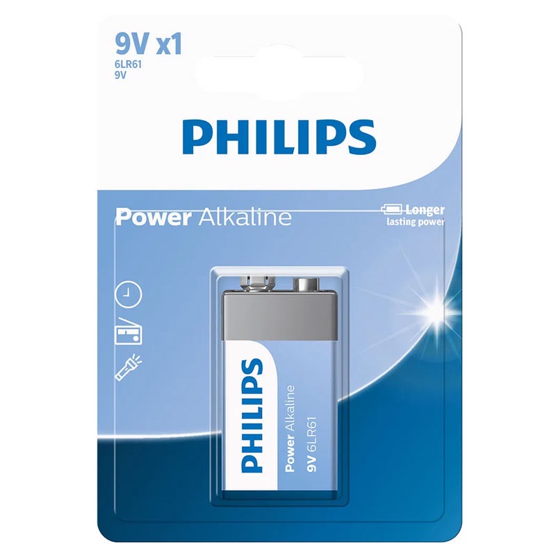 Bateria alcalina 9 volts com 1 unidade 6LR61P1B/59 Philips em Oferta na Shopee