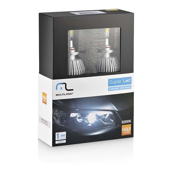 PAR DE LÂMPADAS SUPER LED HB3 6200K MULTILASER (AU830) em Oferta na Shopee