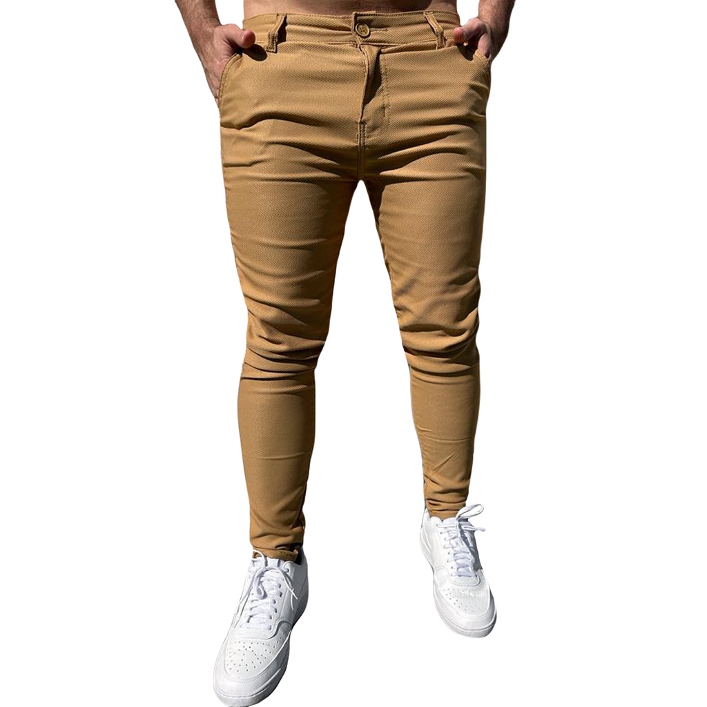 Calça Alfaiataria Twill Masculina Skinny Social Com Textura