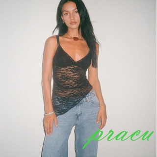 Pracu-Women Lace Camisole Camisola Sem Mangas em Oferta na Shopee