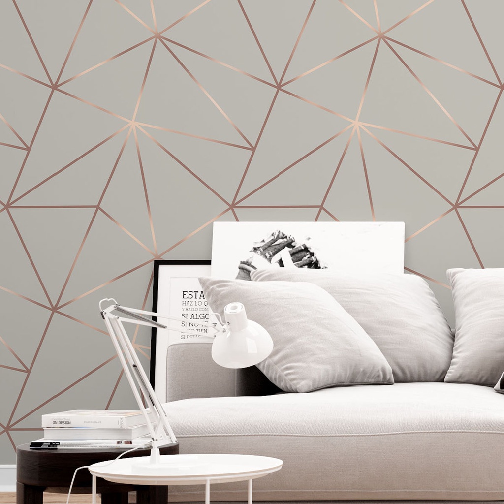 Papel de Parede Geométrico Cinza Listras Rosa Fendi Dourado 3M AutoColante Adesivo Sala Quarto em Oferta na Shopee