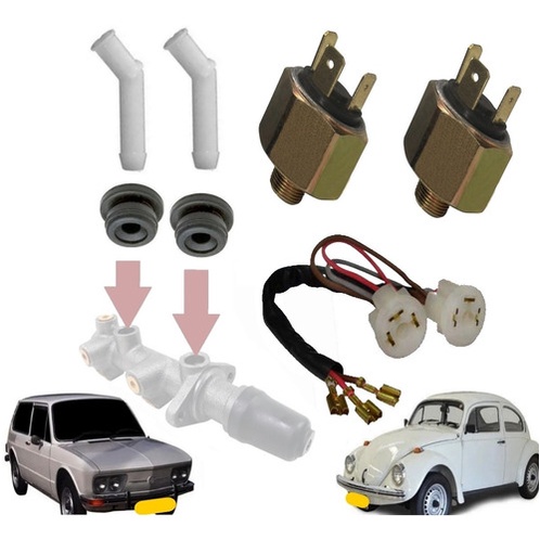 Kit Chicote Conector Cilindro Mestre Freio Duplo Fusca em Oferta na Shopee