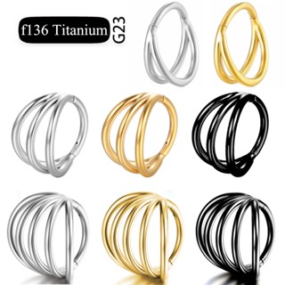 G23 Piercing Titânio Tripla Dobradiça Brinco De Cartilagem Helix Piercing Nose Septum Rings Hoop Para Rook Jóias De Corpo Clicker Sem Costura