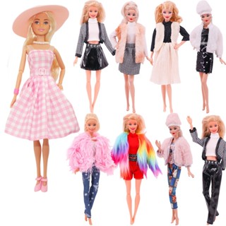Barbie Boneca Princesa Moda Jaqueta De Pelúcia Terno Vestido Barbie Boneca Infantil Acessórios De Brinquedo/casa de boneca/roupa de boneca