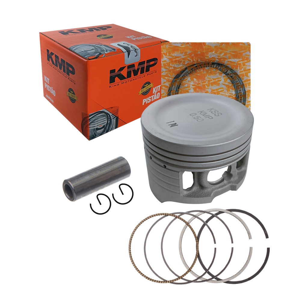 Pistao + Anel + Pino + Trava P/ Moto Honda Biz 125 Ex Ks Es Flex Medida 0.50mm