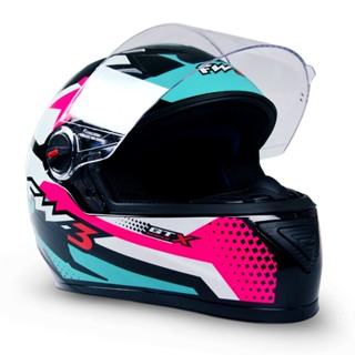 Capacete GT Super Azul E Rosa Fechado Com Viseira FW3 Tamanho 58