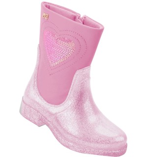 Bota Infantil Feminina Cano Curto Coração Baby WorldColors - Rosa