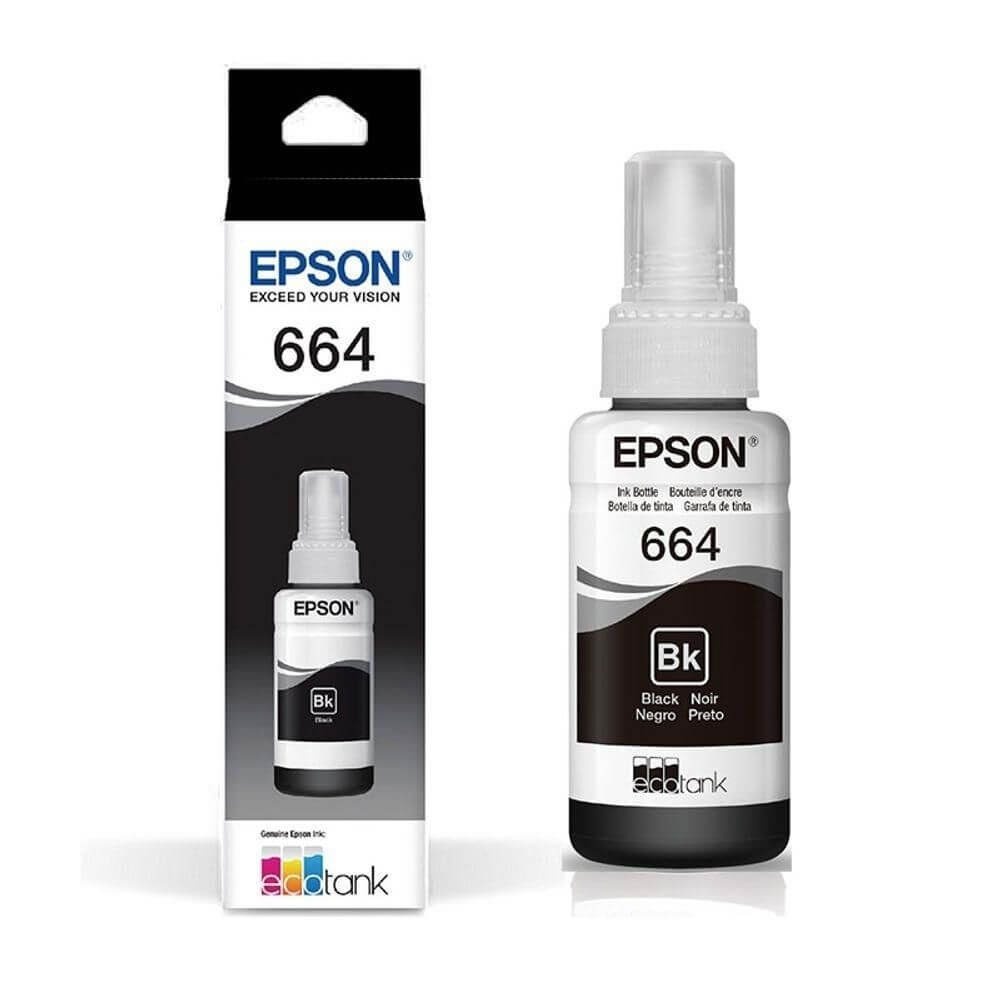 Refil De Tinta Original 664 Preto 70 ML Para Epson L110 200 210 220 355 365 375 380 395 455 555 565 575