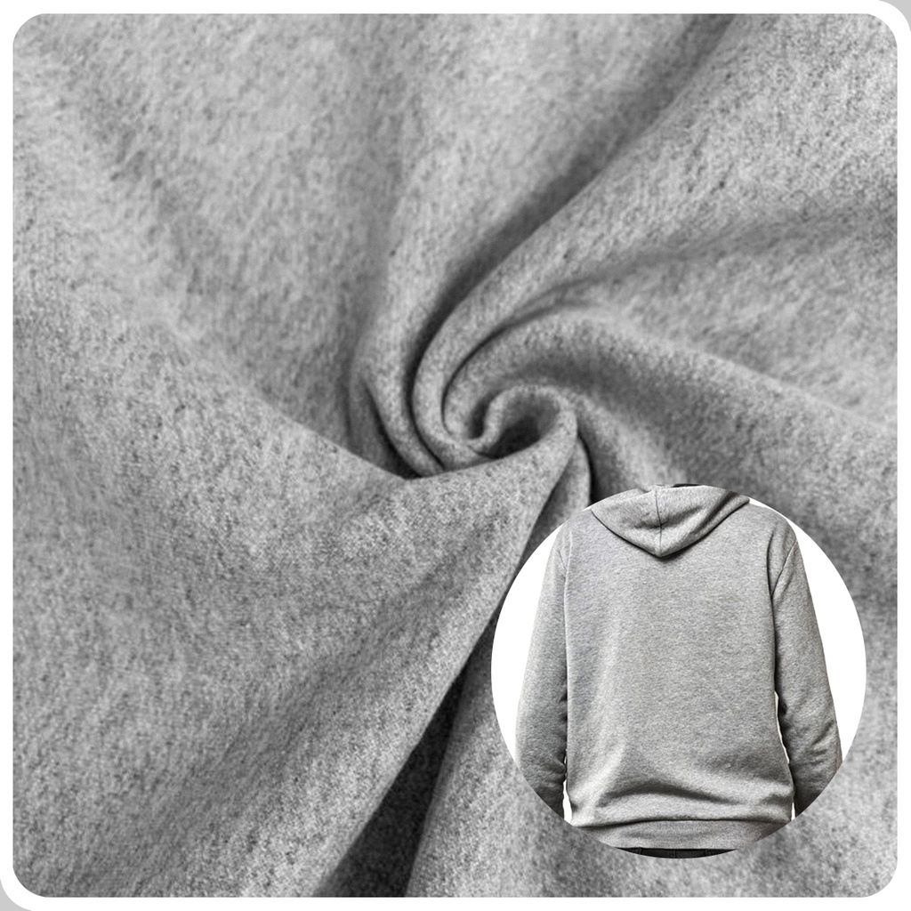 Tecido Malha Moletom P.A Felpado Liso 1m x 0,90m Tubular Ideal para moletons, calças e roupas de frio