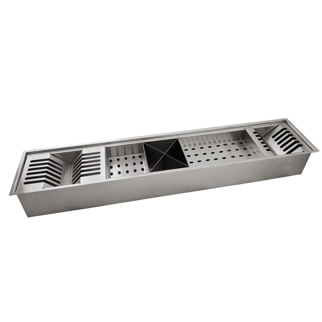 Canal Úmido Organizador Calha De Cozinha em Aço Inox 304 C/5 Módulos 90x18 - Tubrax