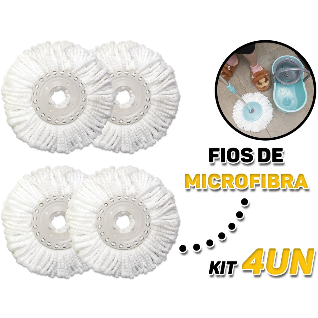 Kit 4 Refis P/ Mop Giratório Limpeza Prática Cor Branco Mor 008299 em Oferta na Shopee