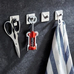 Gancho De Parede Inox Adesivo Pendurar Roupas Chaves 4 Pçs