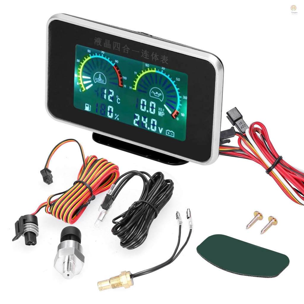 Medidor Digital De Pressão De Óleo 4 Em 1 Para Carros Tensão De Água Temperatura De Combustível Instrumento Universal 9-36V SUV RV