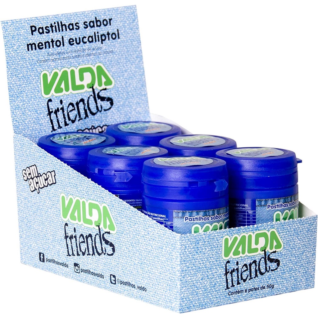 Valda Friends Mentol Eucaliptol Display 6 Potes De 50g Cada em Oferta na Shopee