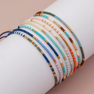Nana Beach Style Minimalista Estilo Boêmio Miyuki Contas De Arroz Coloridas Feitas À Mão Pulseira Extremamente Fina Feminina