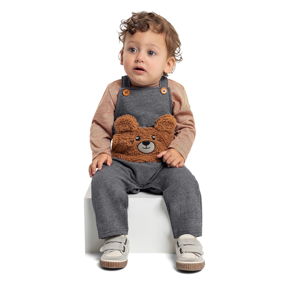 Conjunto Bebê Jardineira e Camiseta Quimby - Baby & Kids Fashion