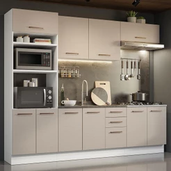 Armário de Cozinha Completa 270cm Branco/Crema Agata Madesa 01