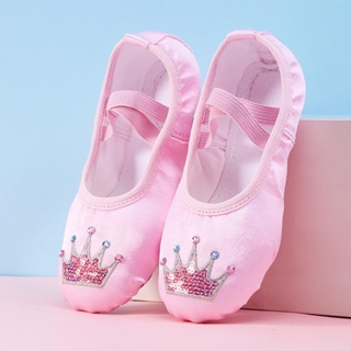 Sapatos De Dança Satin Crown Dance Girls Soft Sole Training Shoes Treinamento Para Meninas Princess em Oferta na Shopee