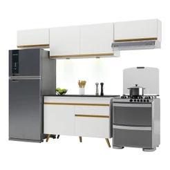 Cozinha Compacta 4 peças com Leds MP2022 Veneza Up Multimóveis Branca