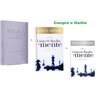 Bíblia Campo de Batalha da Mente | NVA | Letra Grande Capa Luxo LILÁS + Caderno Para Anotações + Planner