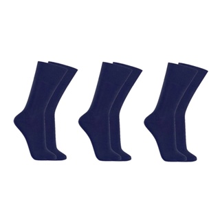 Kit C/3 Pares de Meias Sociais Algodão - Azul em Oferta na Shopee