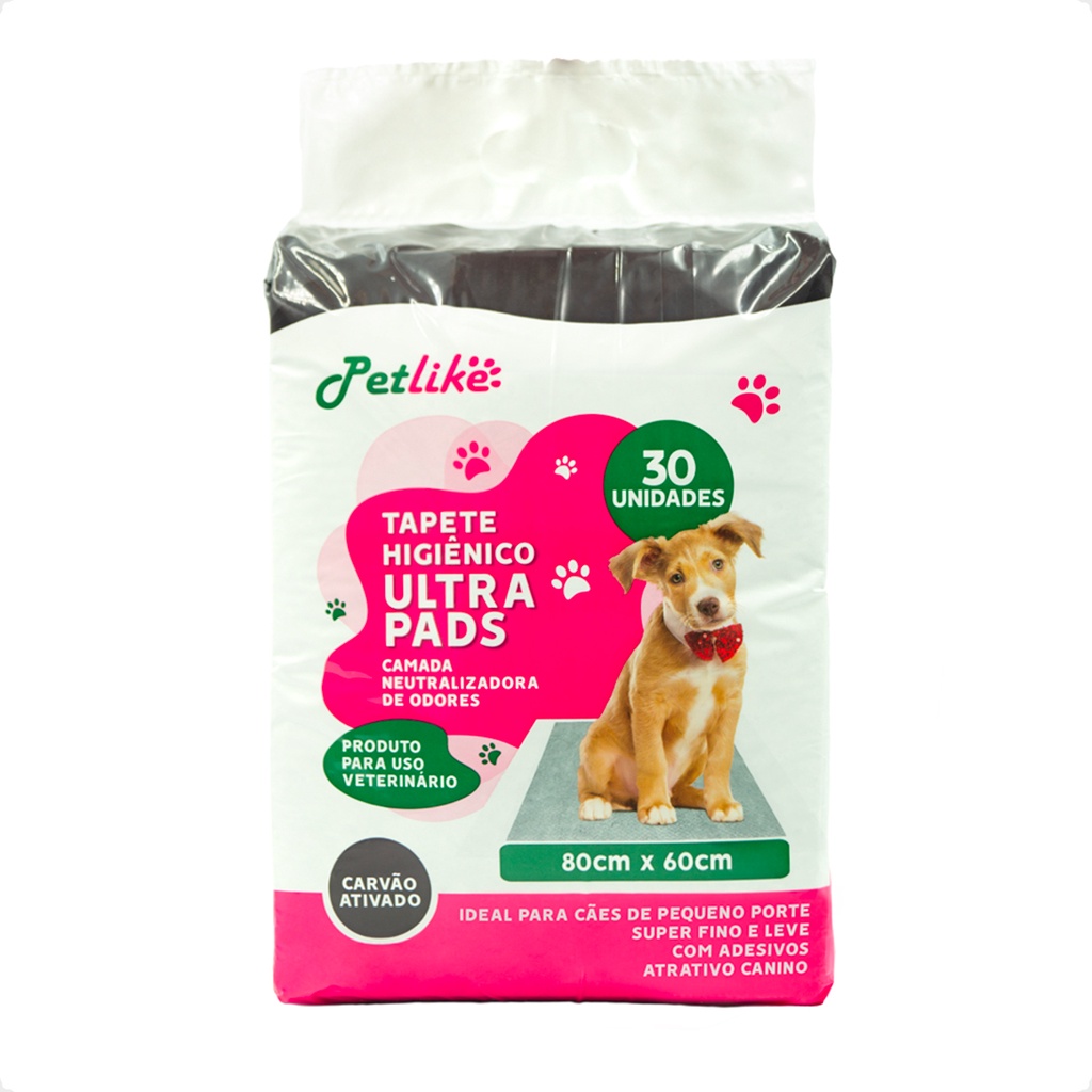 Tapete Higiênico PetLike Ultra Pads Carvão 80x60 - 30 Unidades