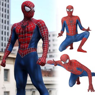 Raimi Spiderman Cosplay adulto crianças traje Homem-Aranha Halloween Zentai macaco DGKK