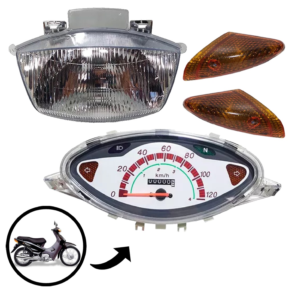 Bloco Ótico + Painel Completo + Kit 2 Piscas Dianteiro Biz 100 2002 Até 2008 em Oferta na Shopee