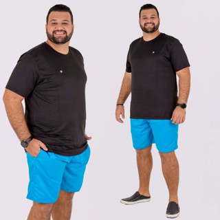 Short Tactel Grosso Bermuda Plus Size Mauricinho Confortável Básico