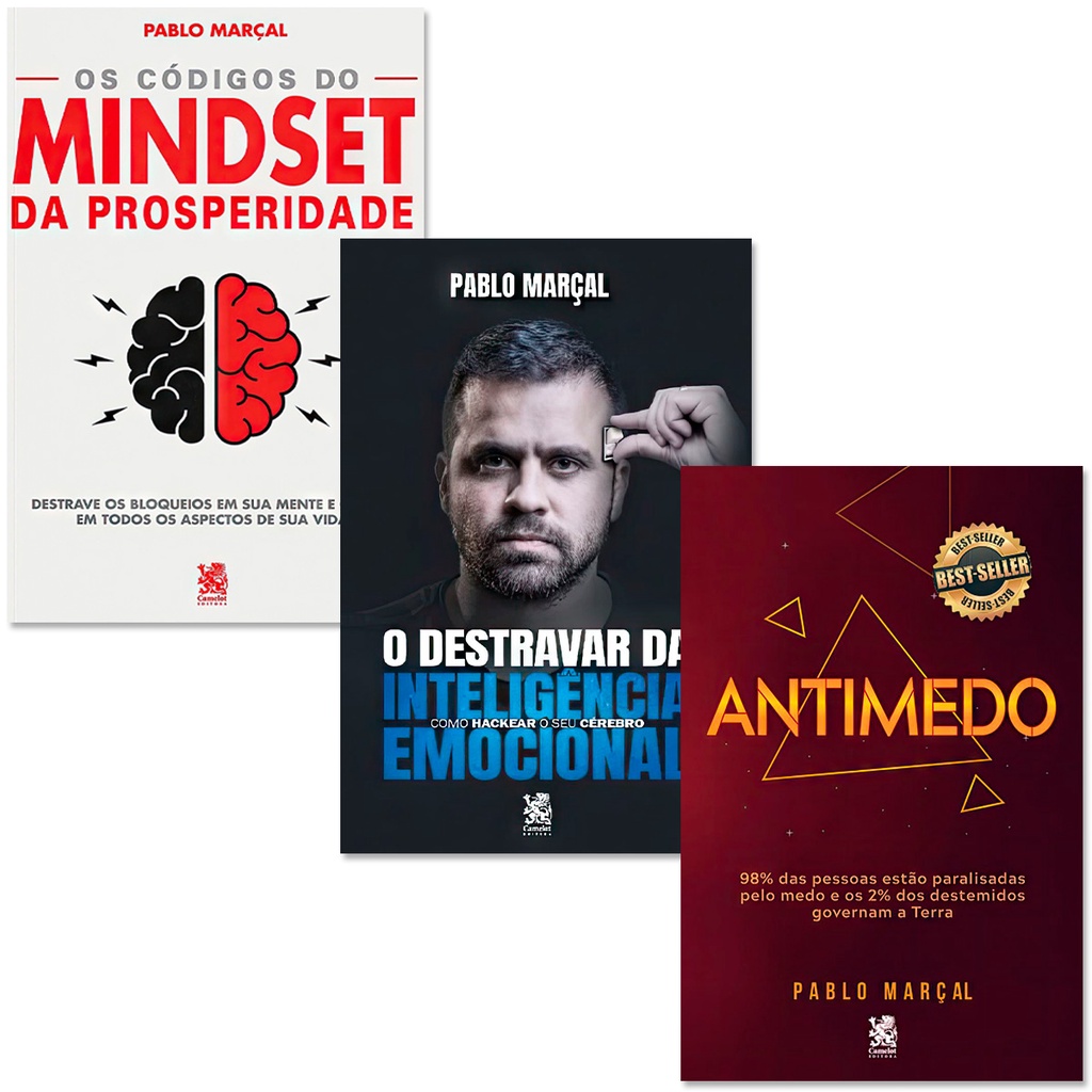 Kit Desenvolvimento Pessoal Pablo Marçal - Destravar Inteligência Emocional + Antimedo + Códigos Mindset Prosperidade