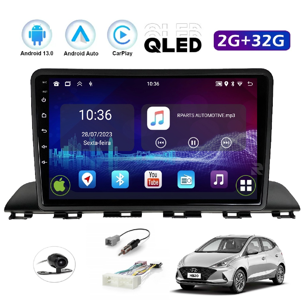 Kit Central Multimidia 9 Polegadas Android Hyundai HB20 2021 A 2023