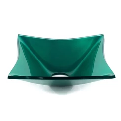 CUBA DE VIDRO QUADRADA 31CM VERDE