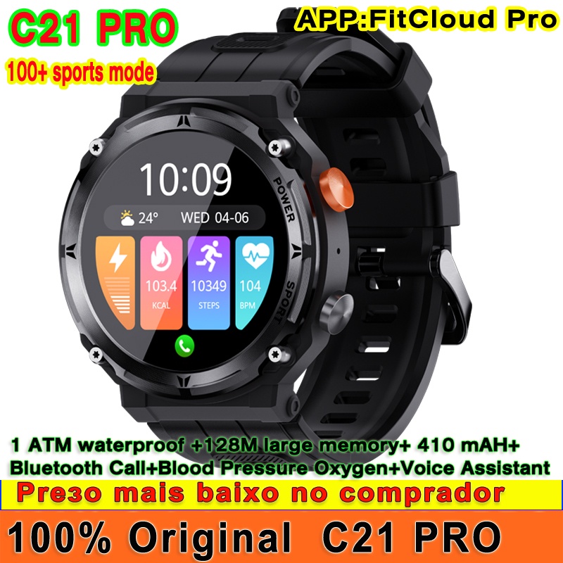Relógio Smartwatch Original C21 Pro Smart Watch Men De 1,39 Polegadas Bluetooth Call 410MAH 1 ATM Assistente De Voz À Prova D'água 100 + Esportes Outdoor