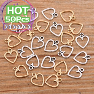 50 Pcs/pack 14 * 11mm Gold/Silver Color Pendant Hollow Charms Liga Colar Simples Pulseira Tornozeleiras Brincos Marcação Jóias DIY Metal Moda Geometria Forma Coração em Oferta na Shopee