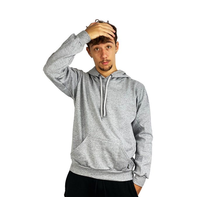 Casaco moletom canguru masculino cinza claro lovva